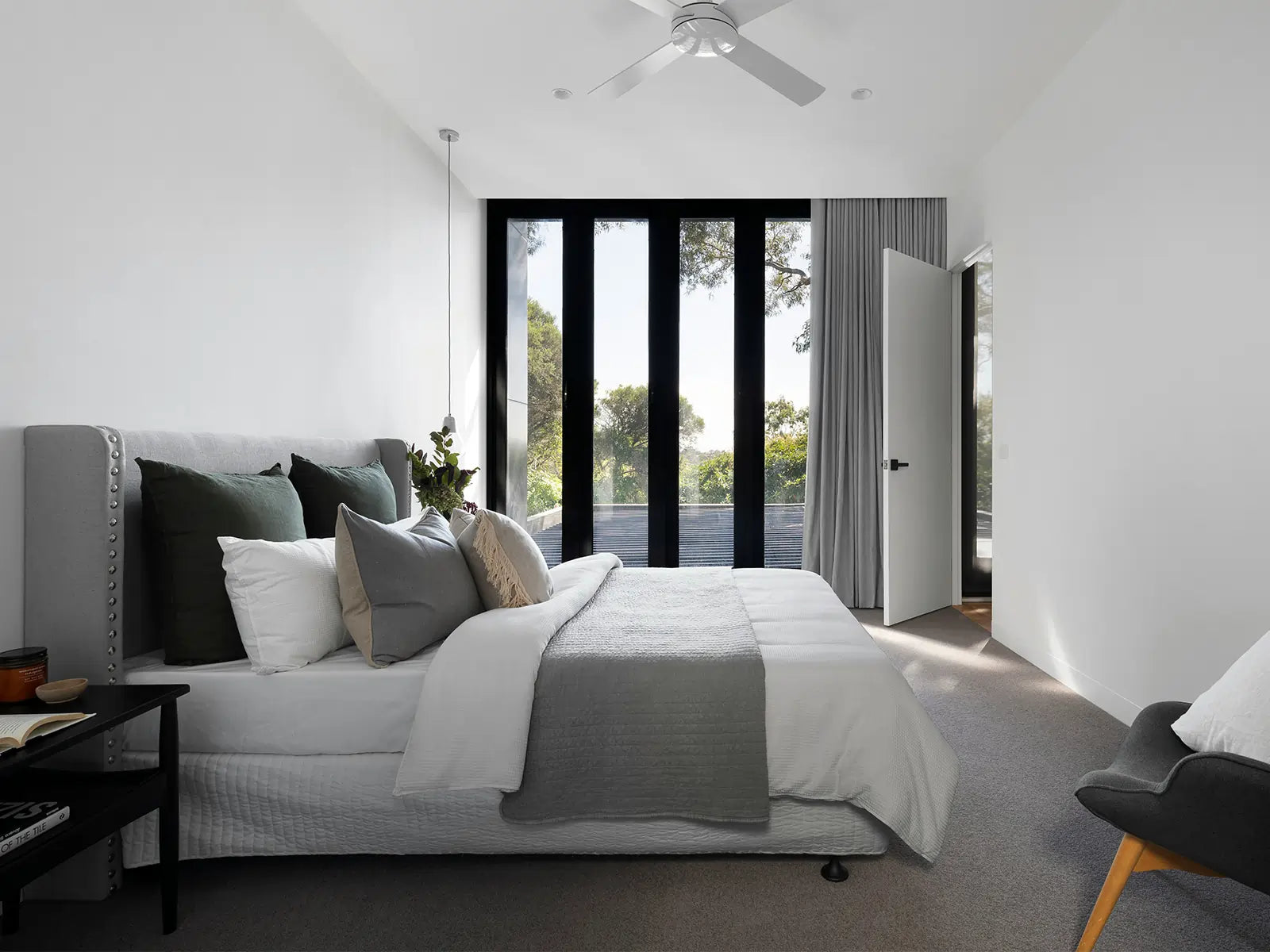 Bedroom White Ceiling Fan with Light