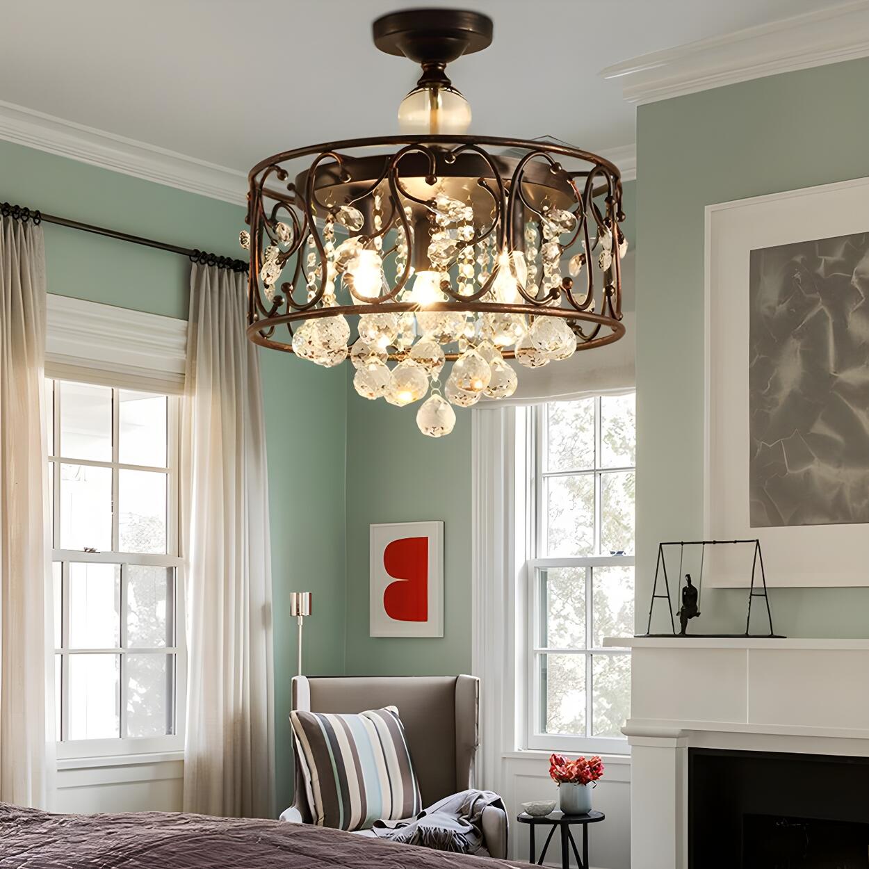 Crystal Semi-Flush Mount Lights