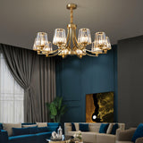 10-Light Modern Luxury Brass Crystal Chandelier Image - 1