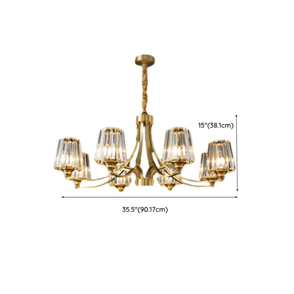 10-Light Modern Luxury Brass Crystal Chandelier Image - 18