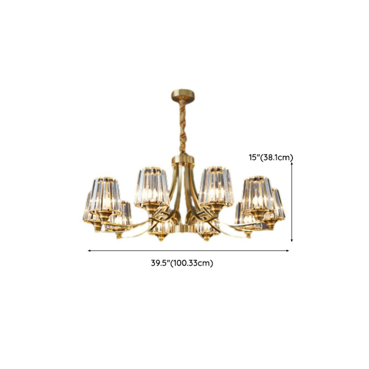 10-Light Modern Luxury Brass Crystal Chandelier Image - 19