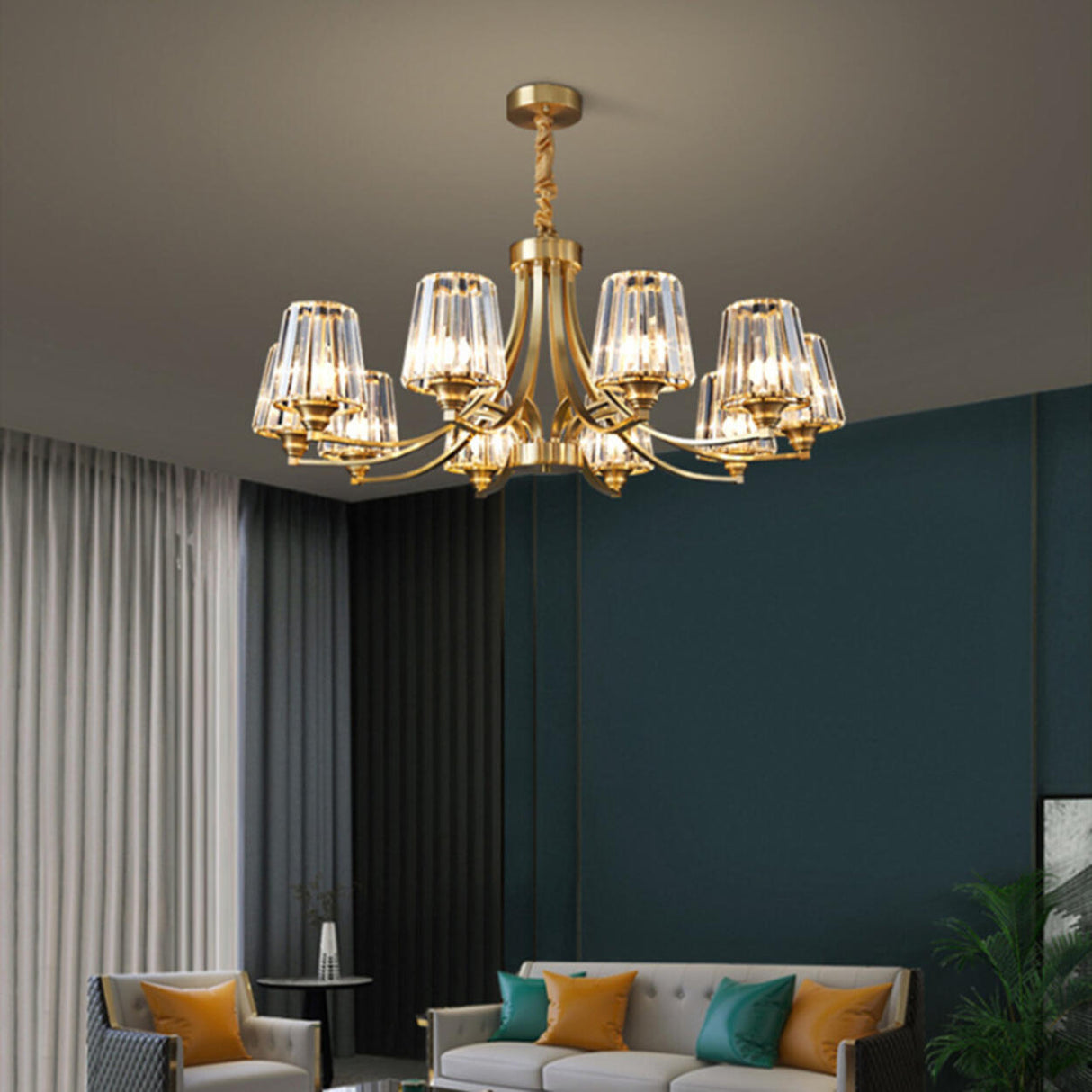 10-Light Modern Luxury Brass Crystal Chandelier Image - 4