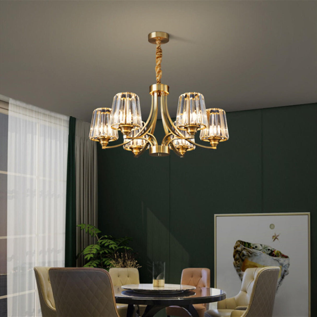 10-Light Modern Luxury Brass Crystal Chandelier Image - 6