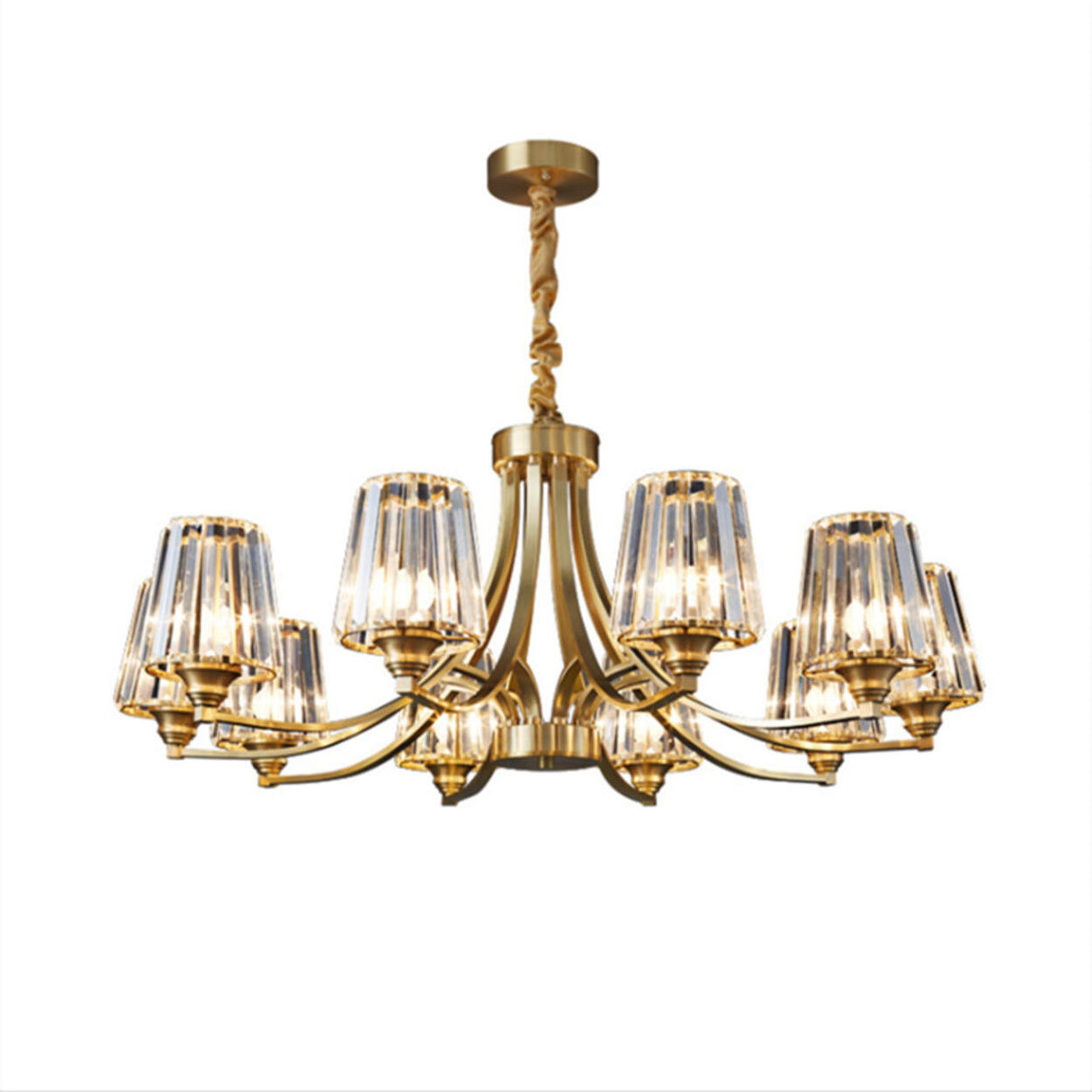 10-Light Modern Luxury Brass Crystal Chandelier Image - 9