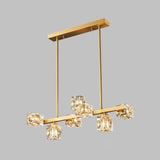 11-Light Luxury Gold and Crystal Square Island Light Image - 6