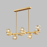 11-Light Luxury Gold and Crystal Square Island Light Image - 7