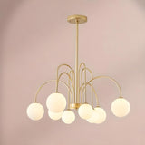 12-Light Modern Gold Globe Bulb Chandelier Light Image - 3