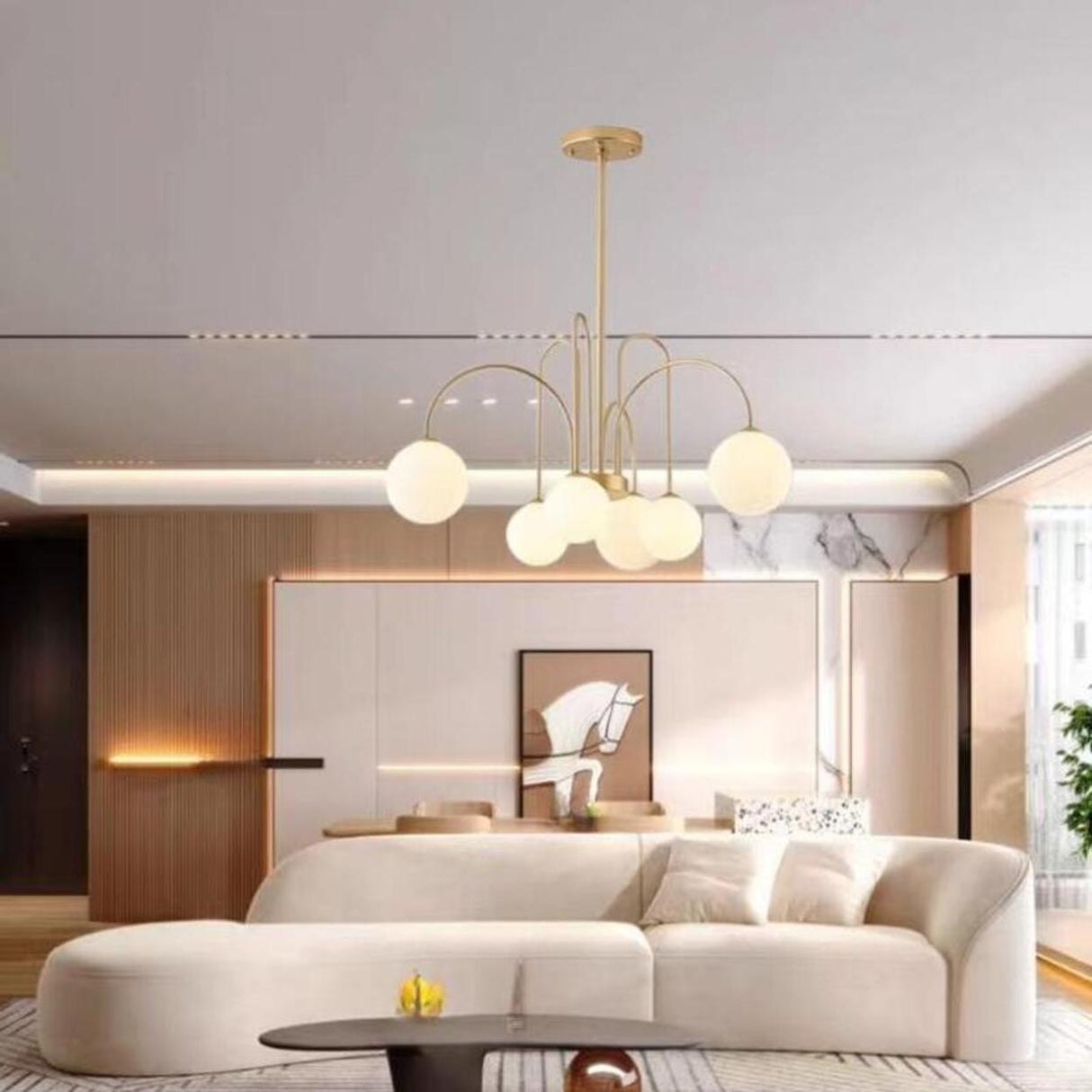 12-Light Modern Gold Globe Bulb Chandelier Light Image - 8