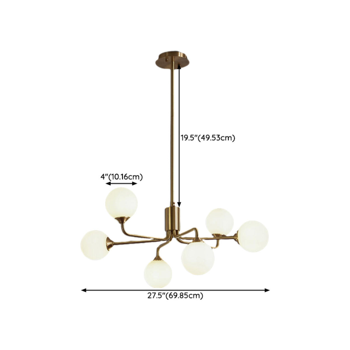 12-Light Modern Gold White Globe Chandelier 