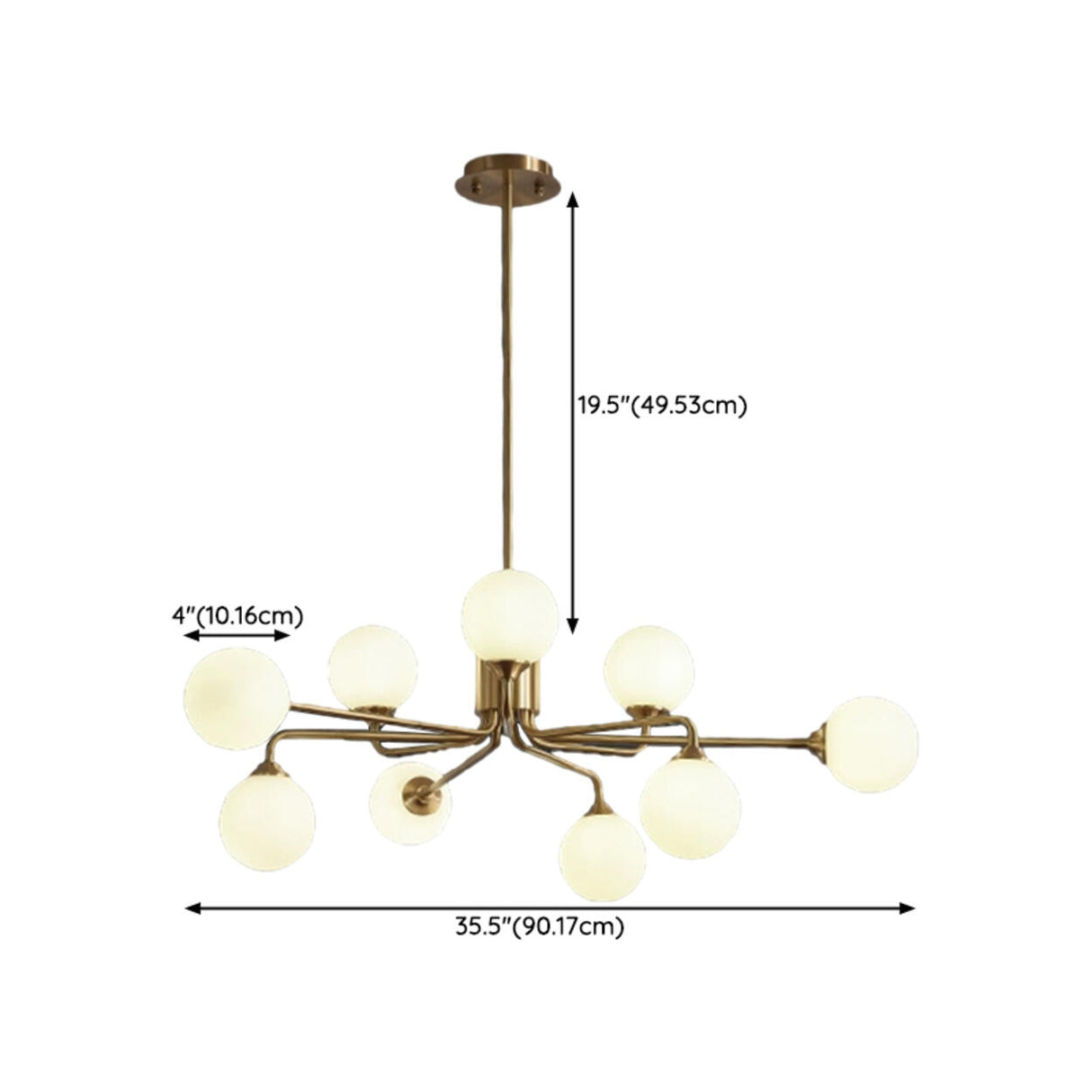 12-Light Modern Gold White Globe Chandelier Image - 13