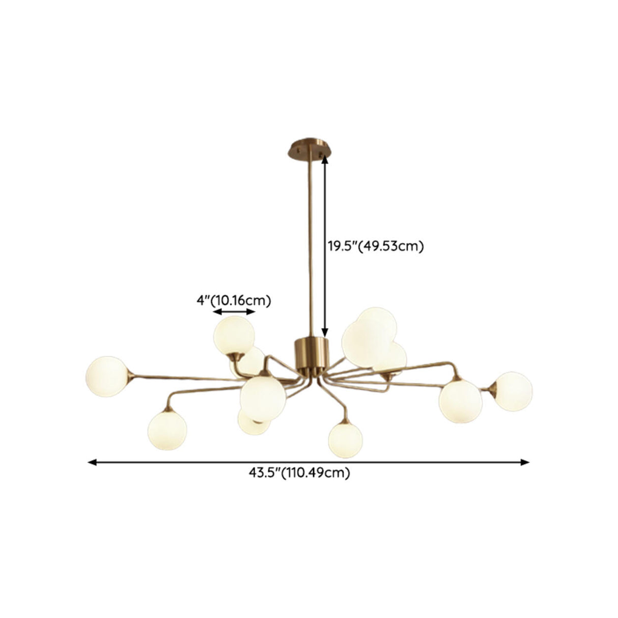 12-Light Modern Gold White Globe Chandelier Image - 14