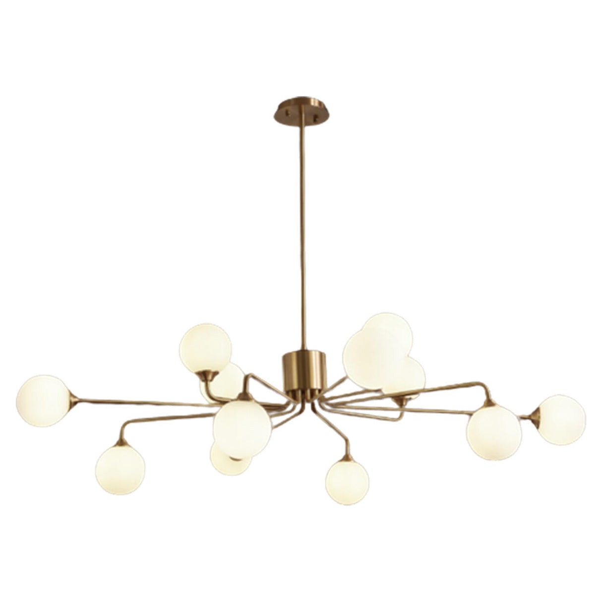 12-Light Modern Gold White Globe Chandelier Image - 5