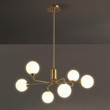 12-Light Modern Gold White Globe Chandelier Image - 6