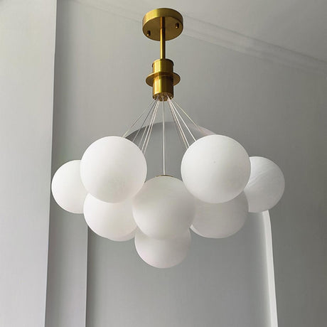 13-Light Modern White Glass Globe Pendant Light Image - 1