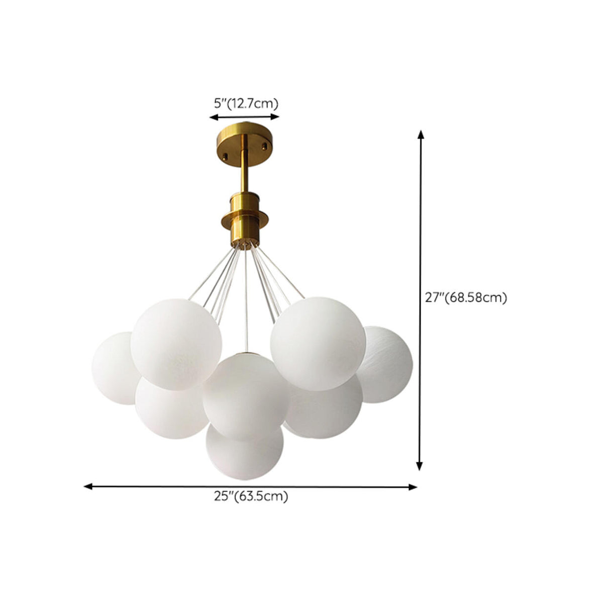 13-Light Modern White Glass Globe Pendant Light Image - 15