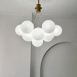 13-Light Modern White Glass Globe Pendant Light Image - 4