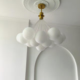 13-Light Modern White Glass Globe Pendant Light Image - 6