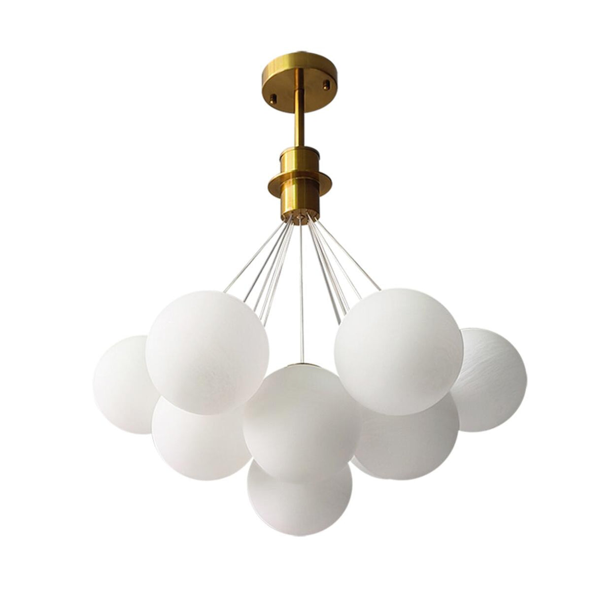 13-Light Modern White Glass Globe Pendant Light Image - 8