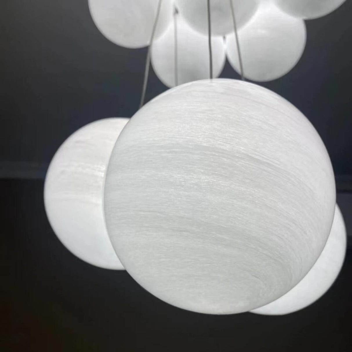 13-Light Modern White Glass Globe Pendant Light Image - 9