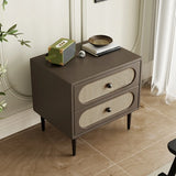 2-Drawer Rectangular Leatherette Off-White Nightstand Image - 9