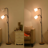 2-Light Adjustable Black Cylinder Metal Floor Lamp Image - 3