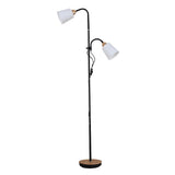 2-Light Adjustable Black Cylinder Metal Floor Lamp Image - 5