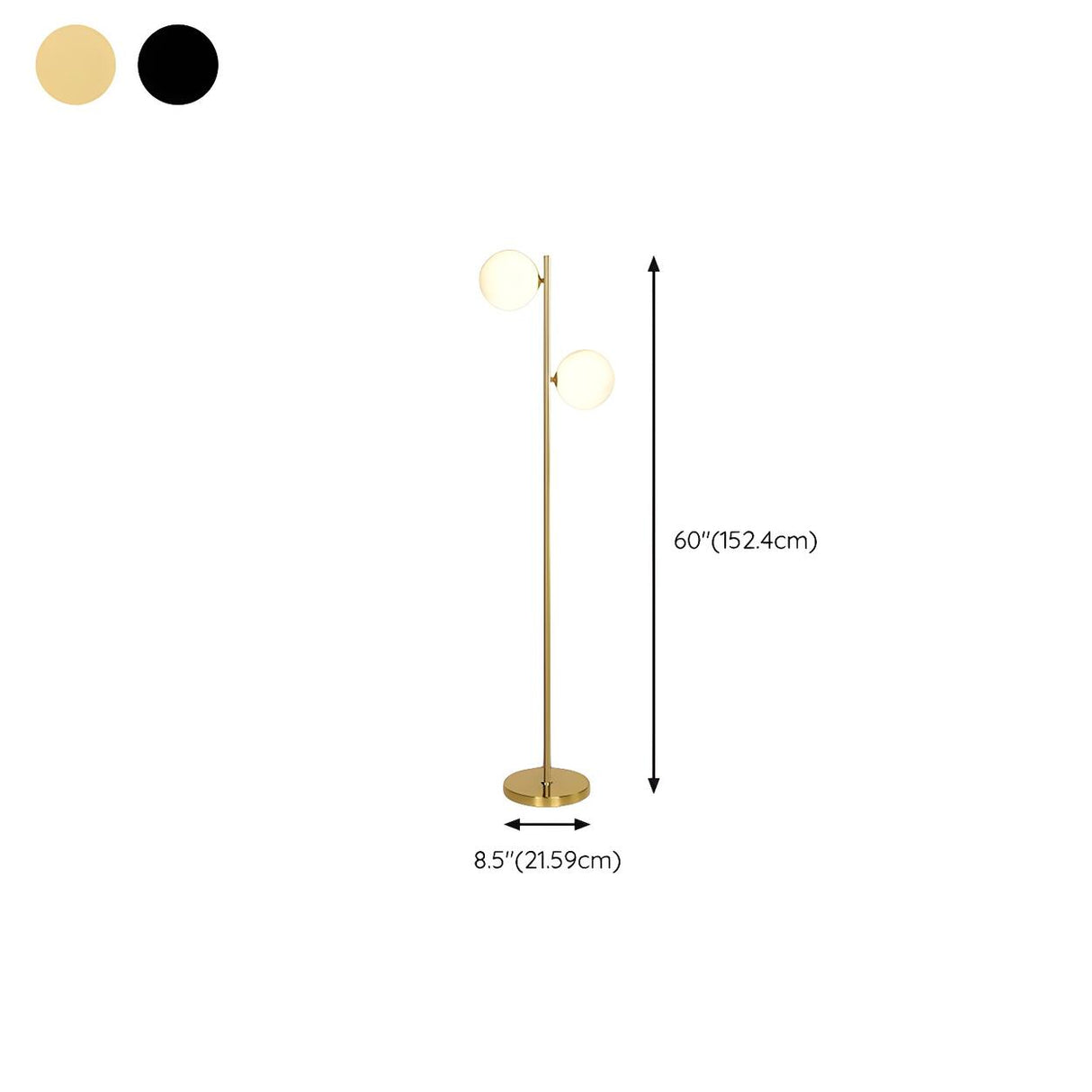 2-Light Adjustable Cone Gold Modern Metal Floor Lamp 