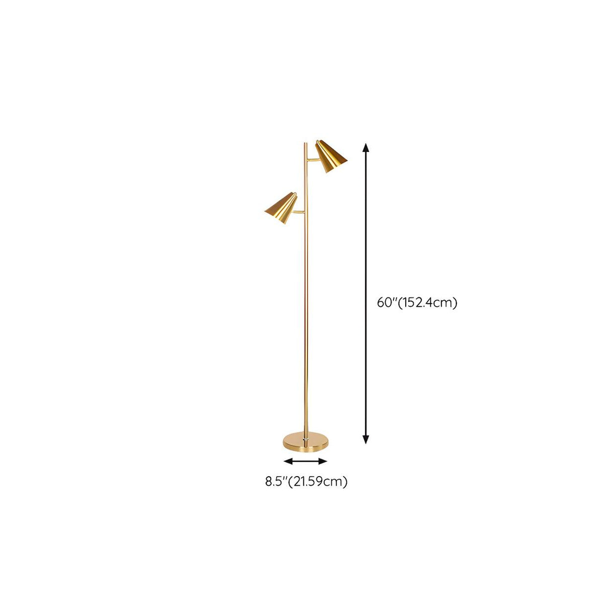 2-Light Adjustable Cone Gold Modern Metal Floor Lamp Image - 13