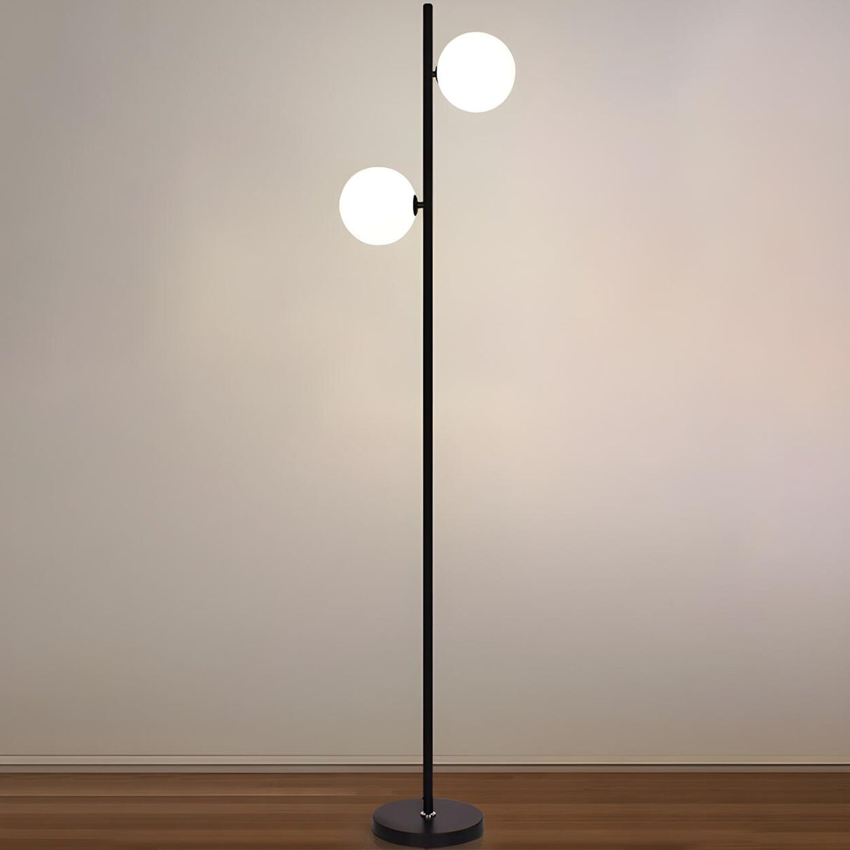 2-Light Adjustable Cone Gold Modern Metal Floor Lamp Image - 2