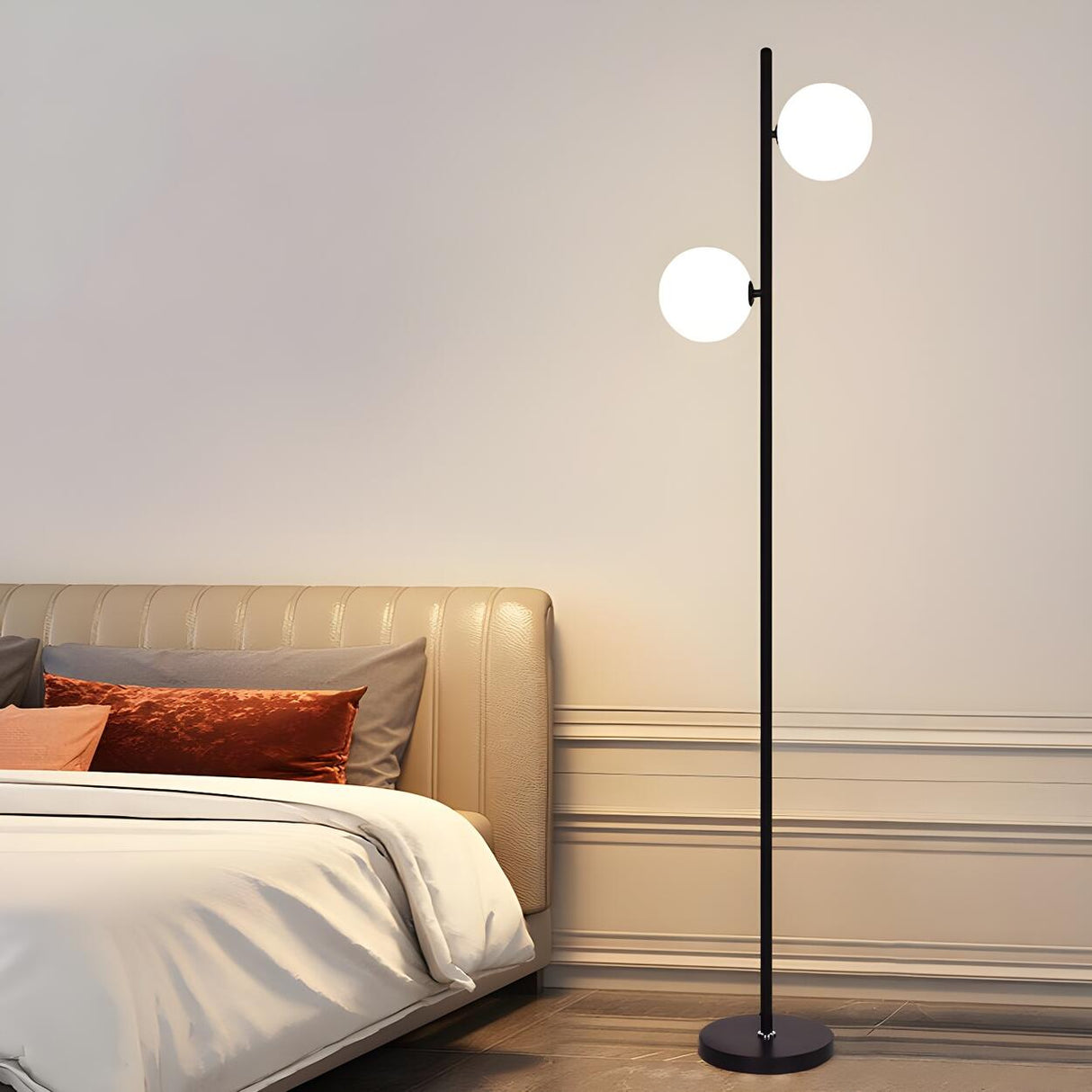 2-Light Adjustable Cone Gold Modern Metal Floor Lamp Image - 4