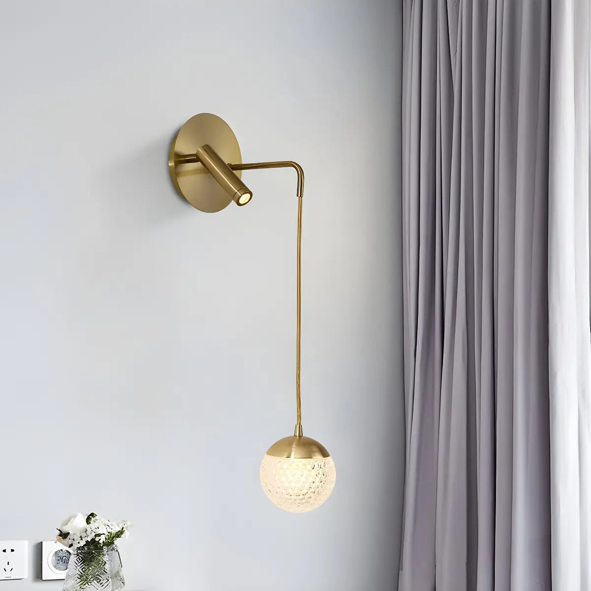 2-Light Adjustable Cylinder Globe Reading Wall Light Image - 3