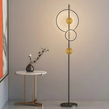 2-Light Artistic Circular Acrylic and Metal Floor Lamp Image - 1