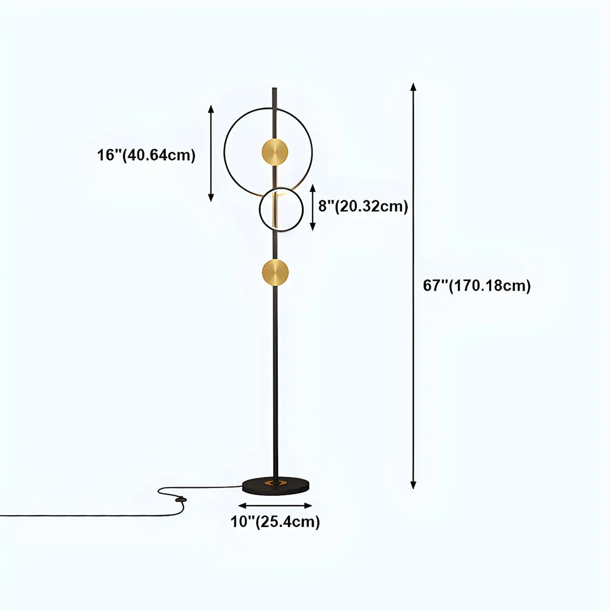 2-Light Artistic Circular Acrylic and Metal Floor Lamp 