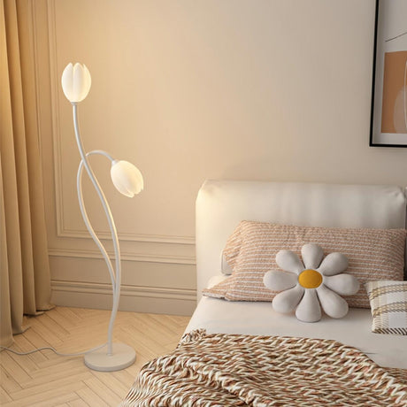 2-Light Bedroom Elegant Tulip Metal Floor Lamp Image - 1