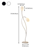 2-Light Bedroom Elegant Tulip Metal Floor Lamp #size