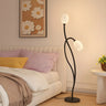 2-Light Bedside Black Tulip-Shaped Metal Floor Lamp Image - 1