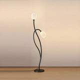 2-Light Bedside Black Tulip-Shaped Metal Floor Lamp Image - 10