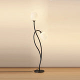 2-Light Bedside Black Tulip-Shaped Metal Floor Lamp Image - 2