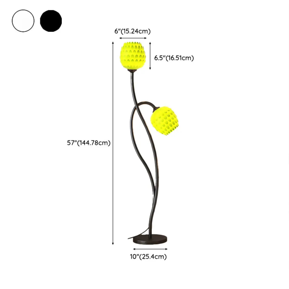 2-Light Bedside Black Tulip-Shaped Metal Floor Lamp Image - 22