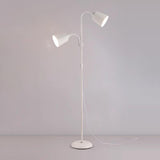 2-Light Black Cone Adjustable Reading Floor Lamp Image - 2