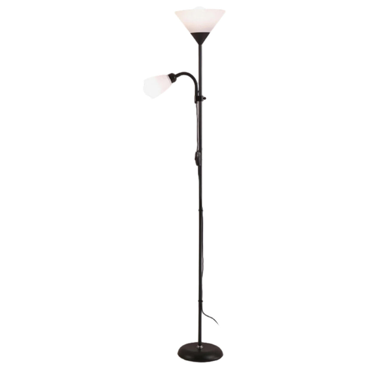 2-Light Black Cone Adjustable Reading Floor Lamp Image - 6