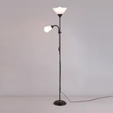 2-Light Black Cone Adjustable Reading Floor Lamp Image - 7