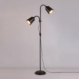 2-Light Black Cone Adjustable Reading Floor Lamp Image - 9