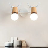 2-Light Black Decorative Antlers Vanity Wall Light Image - 13