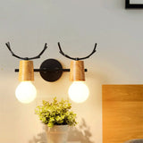 2-Light Black Decorative Antlers Vanity Wall Light Image - 4