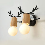 2-Light Black Decorative Antlers Vanity Wall Light Image - 9