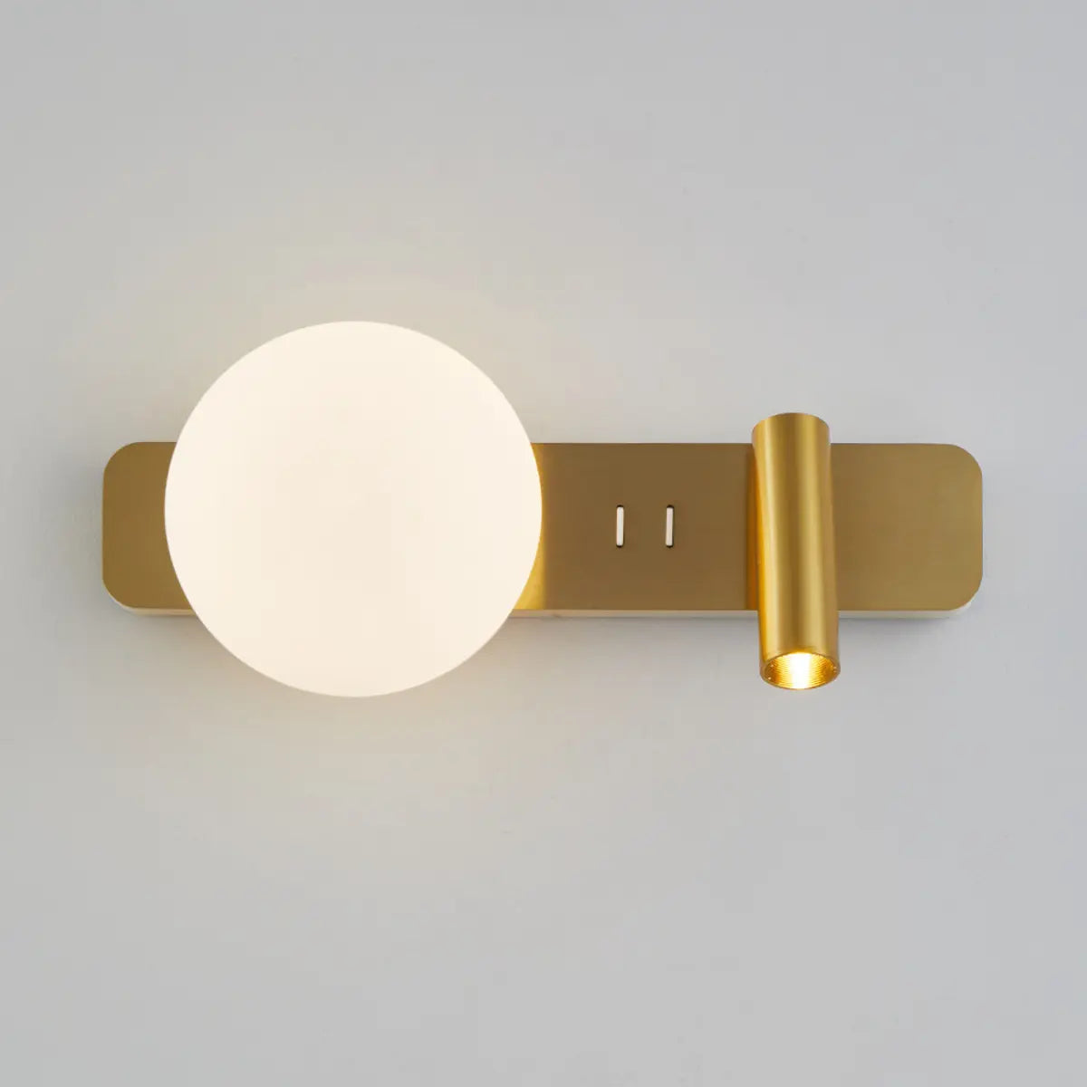 2-Light Brass Cylinder Globe Aluminum Reading Wall Sconce Image - 5