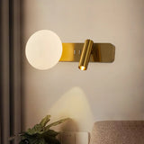 2-Light Brass Cylinder Globe Aluminum Reading Wall Sconce Image - 8