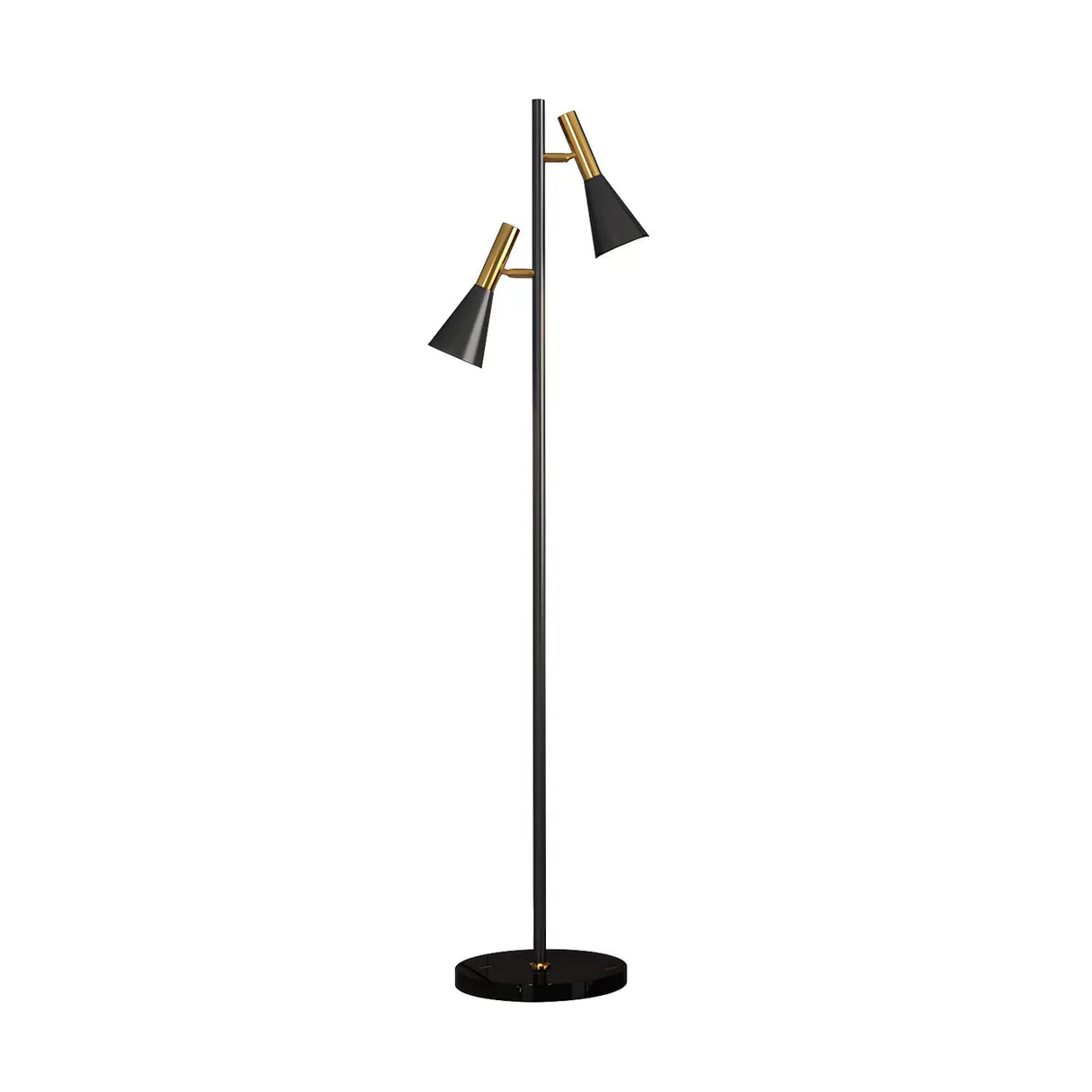 2-Light Cone Modern Gold Floor Lamp with Marble Base Image - 5