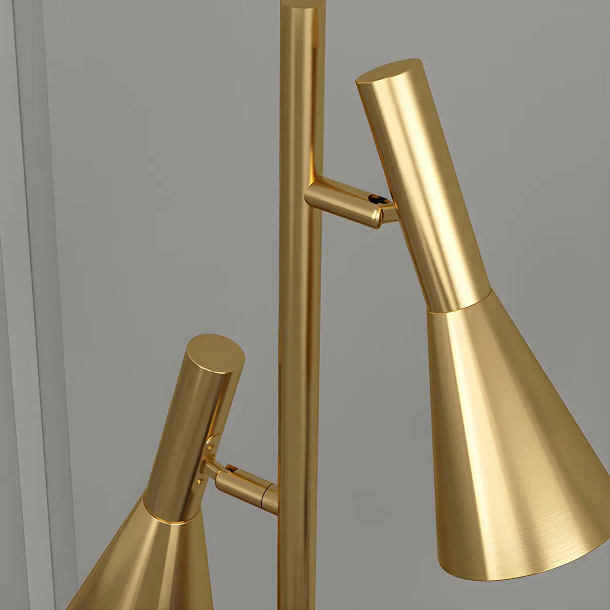 2-Light Cone Modern Gold Floor Lamp with Marble Base Image - 8